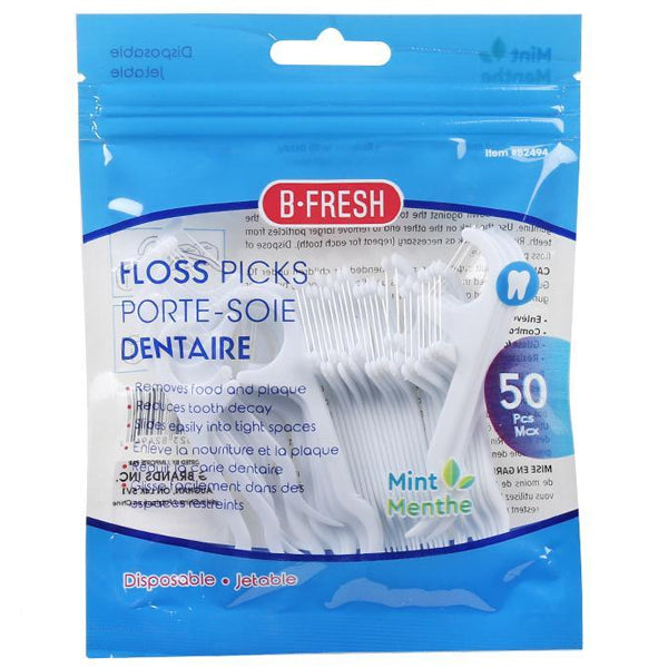 Bodico Mint Dental Floss Picks, 50 Count