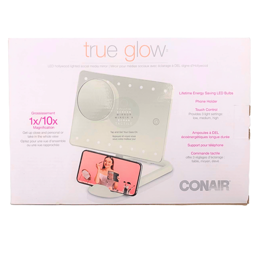 Conair True Glow LED Lighted Mirror, 1x/10x Magnification