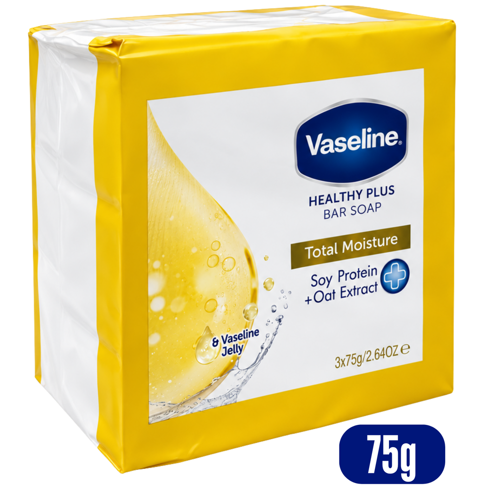 Vaseline Healthy Plus Total Moisture Bar Soap, 75 g