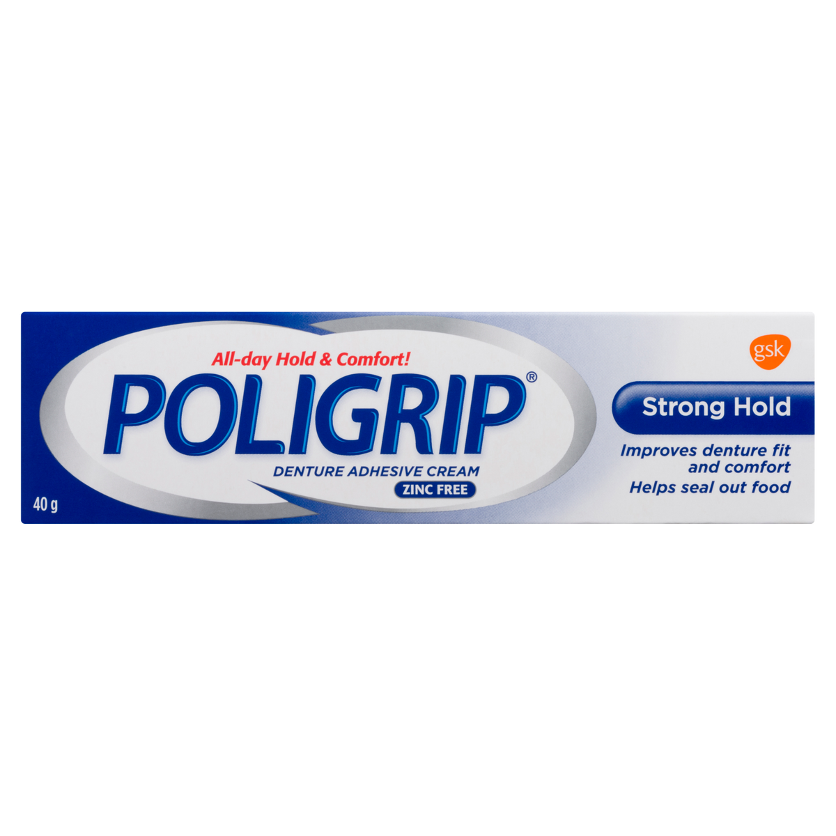 Poligrip Strong Hold Denture Adhesive Cream, 40 g