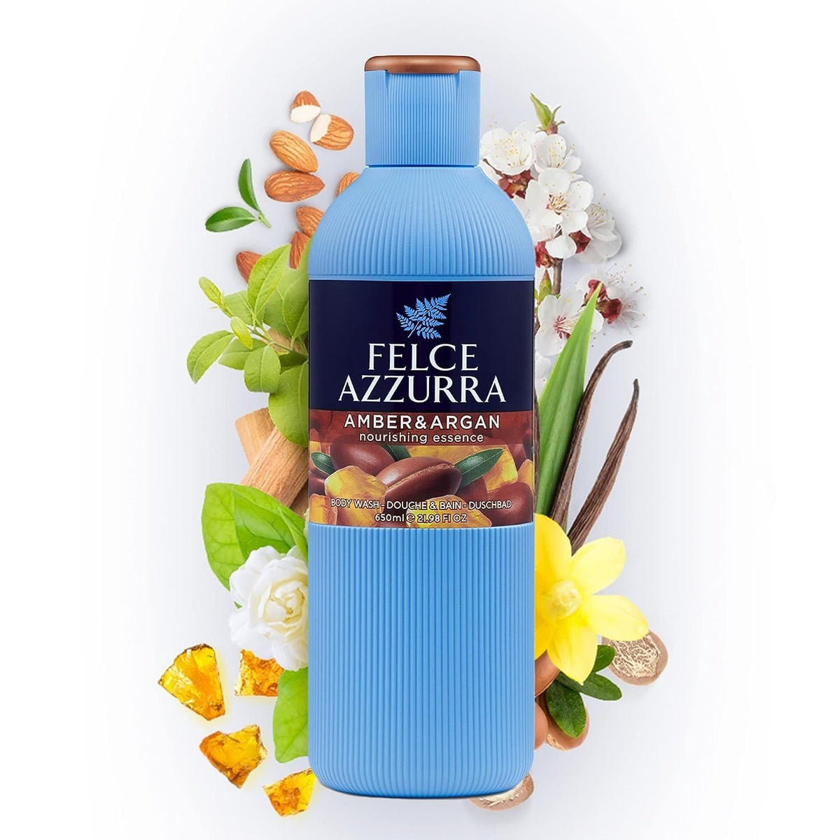 Felce Azzurra Amber & Argan Nourishing Essence Body Wash, 650 mL