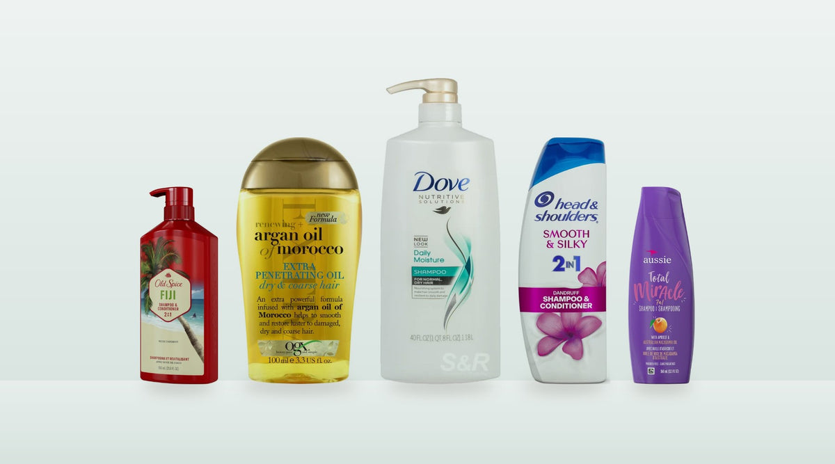 Hair Care collection: shampoos, conditioners and hair oil from Dove, OGX, Head & Shoulders and Old Spice