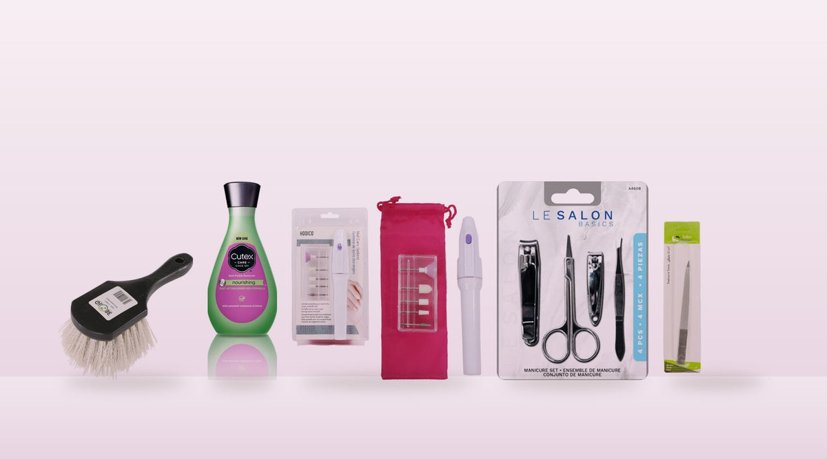 Nail Care collection: nail brush, polish remover, manicure sets and nail files