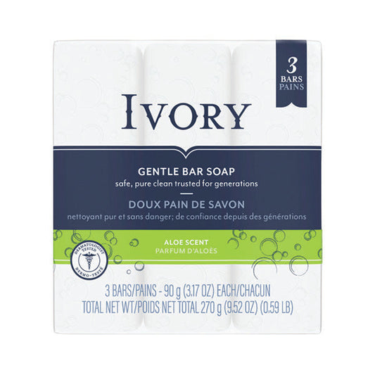 Ivory Clean Aloe Bar Soap, 3 x 90 g