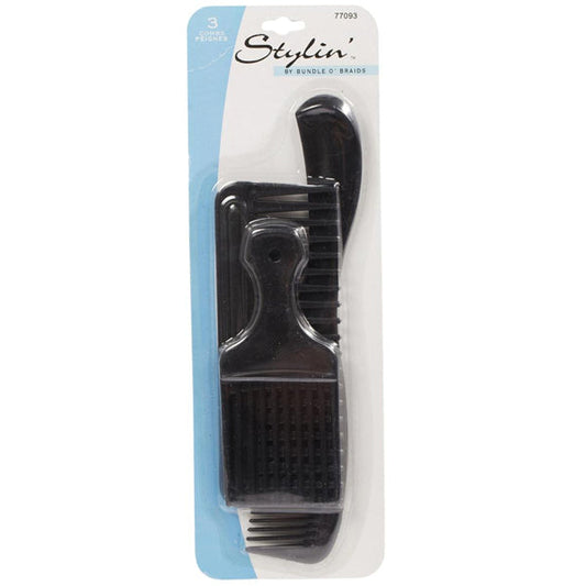 Stylin Large Tooth Combs, 3-Piece