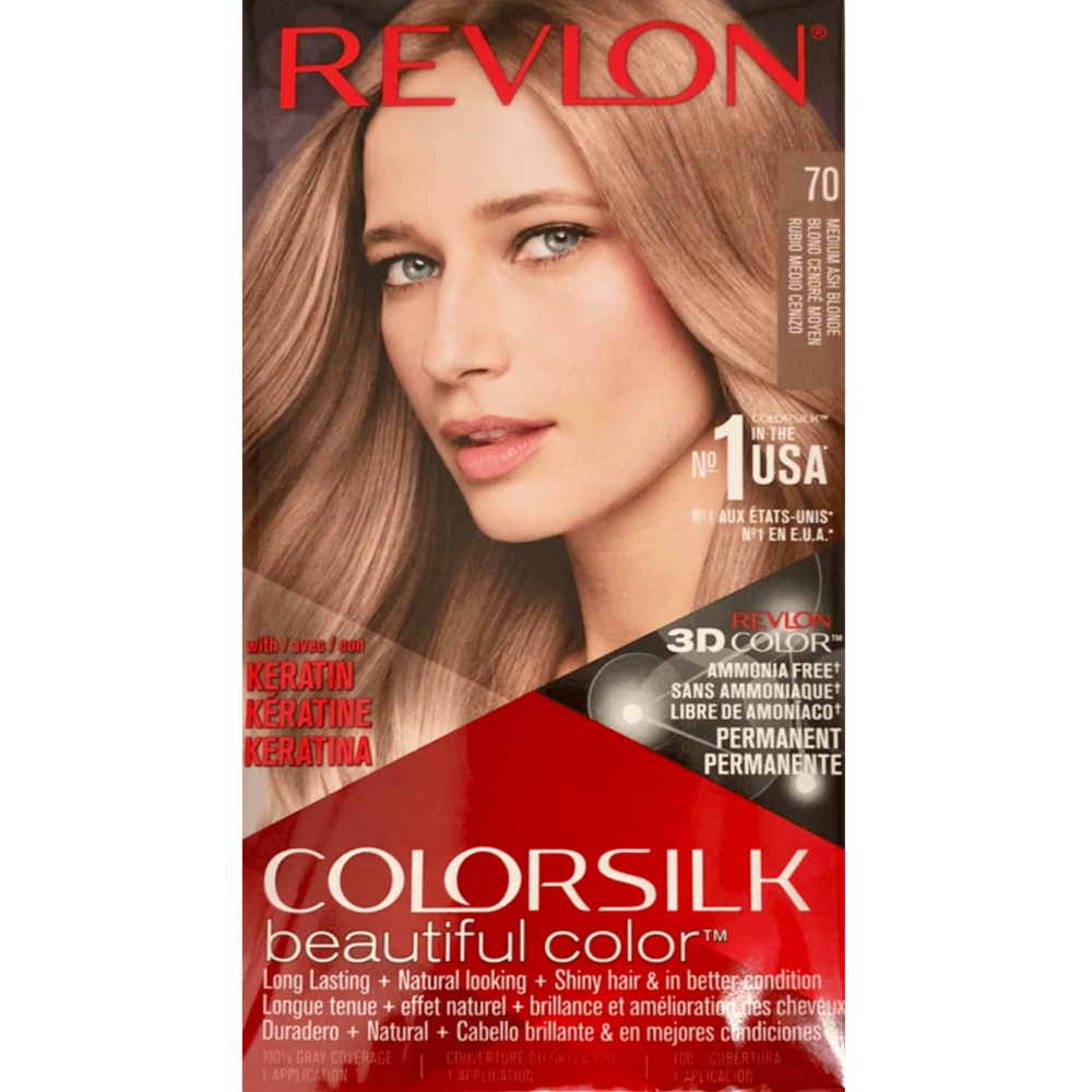 Revlon ColorSilk Hair Colour, 70 Medium Ash Blonde
