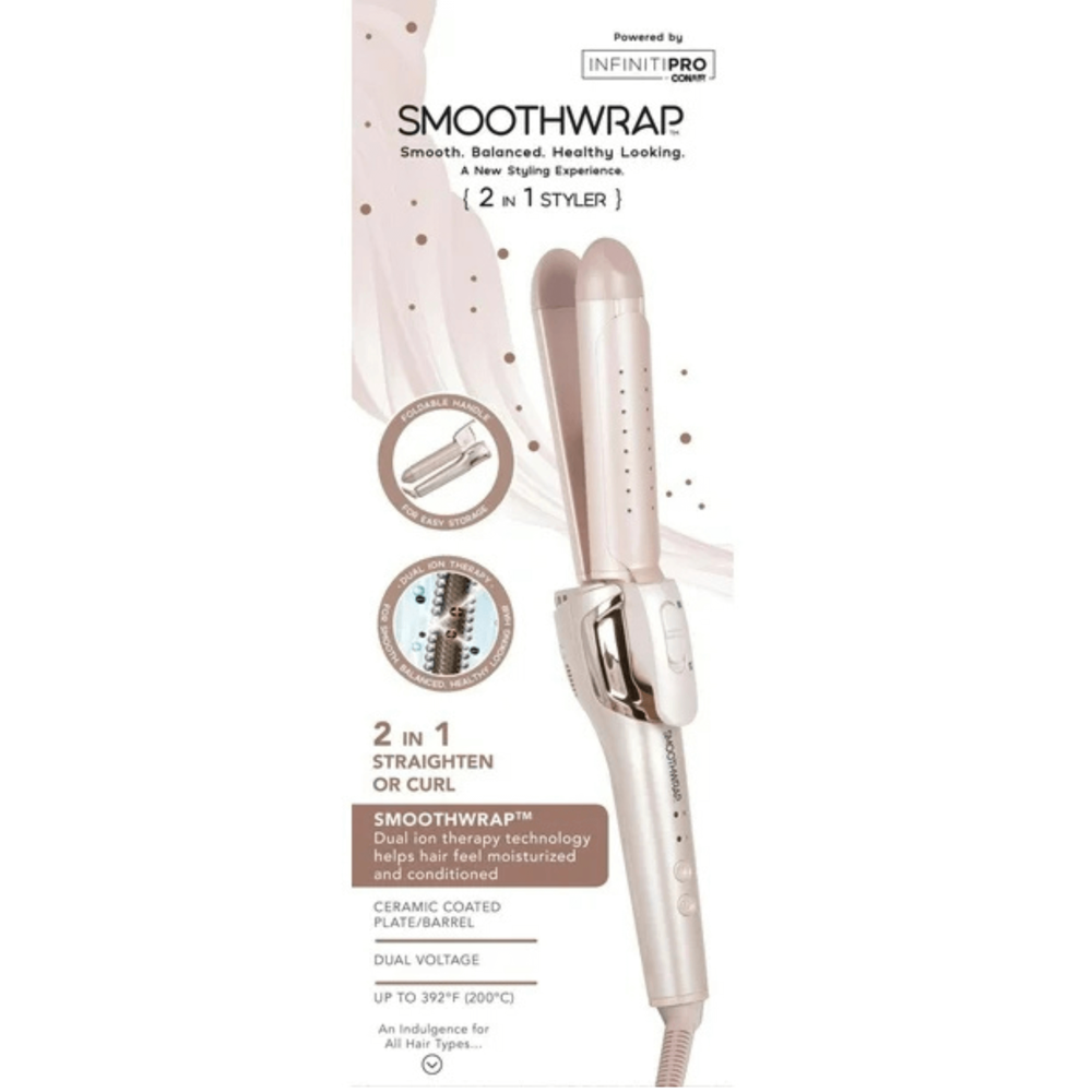 Conair InfinitiPRO SmoothWrap 2-in-1 Ceramic Straightener & Curler