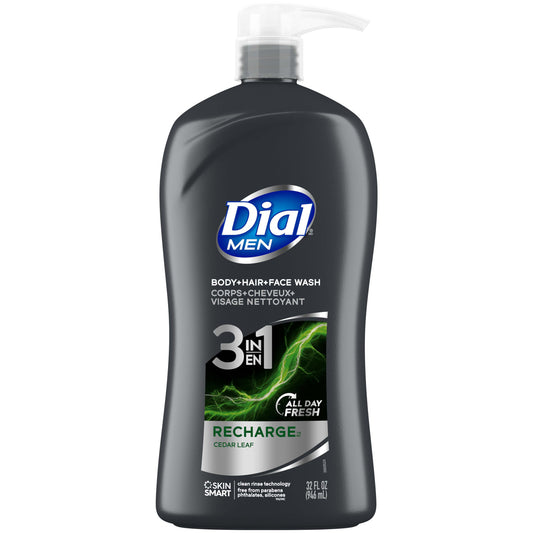 Dial Men Recharge 3-in-1 Body, Hair & Face Wash, 473 mL