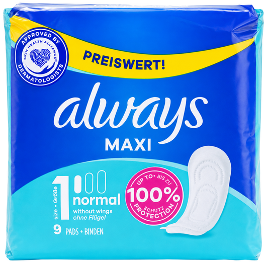 Always Maxi Pads, Normal, 9 Count