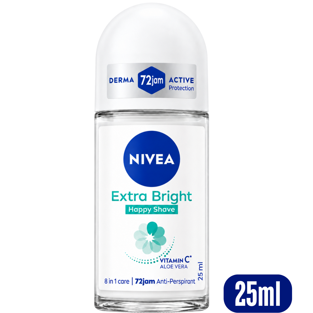 NIVEA Brightening Happy Shave Roll-On Antiperspirant, 25 mL