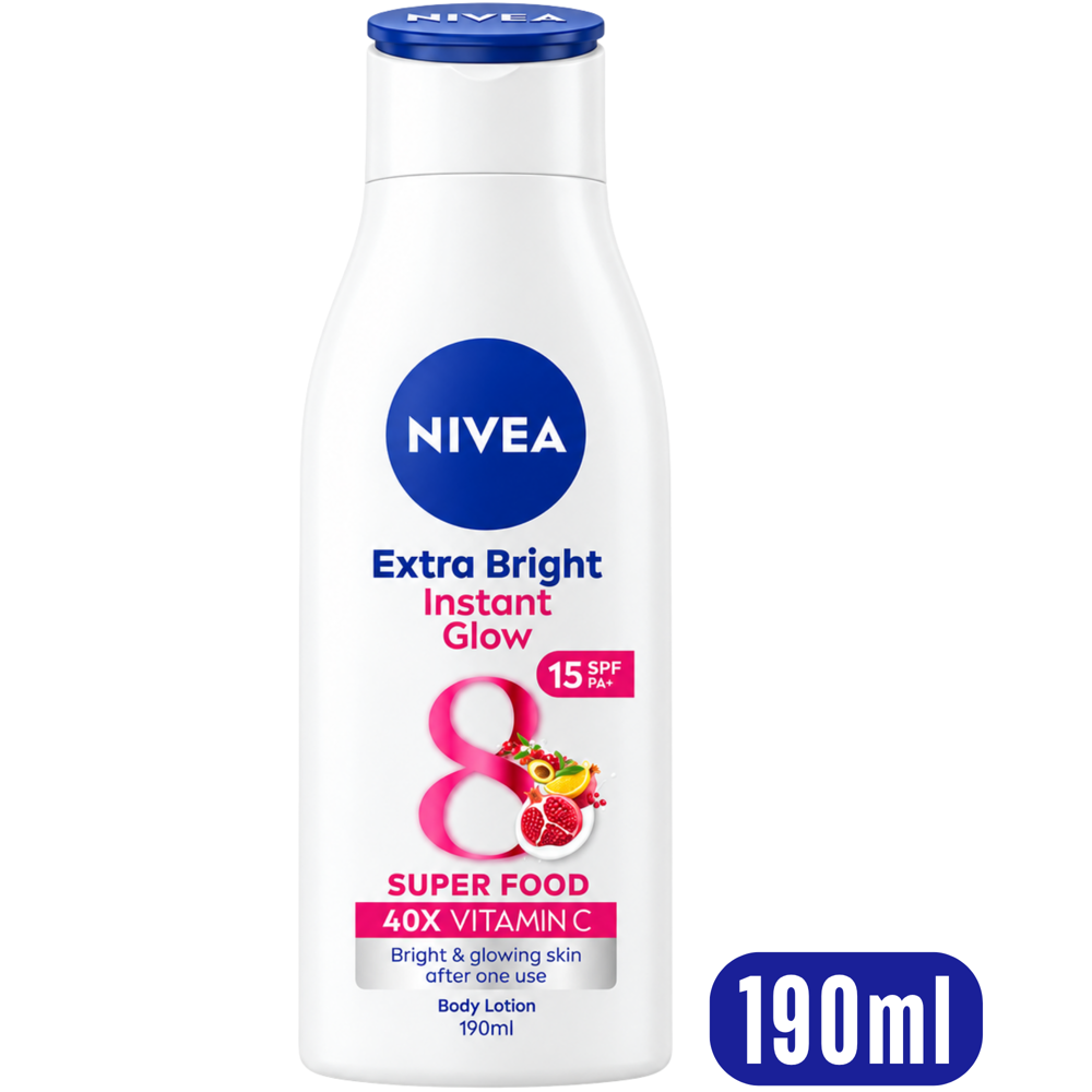 NIVEA Extra Bright Instant Glow Body Lotion SPF 15, 190 mL