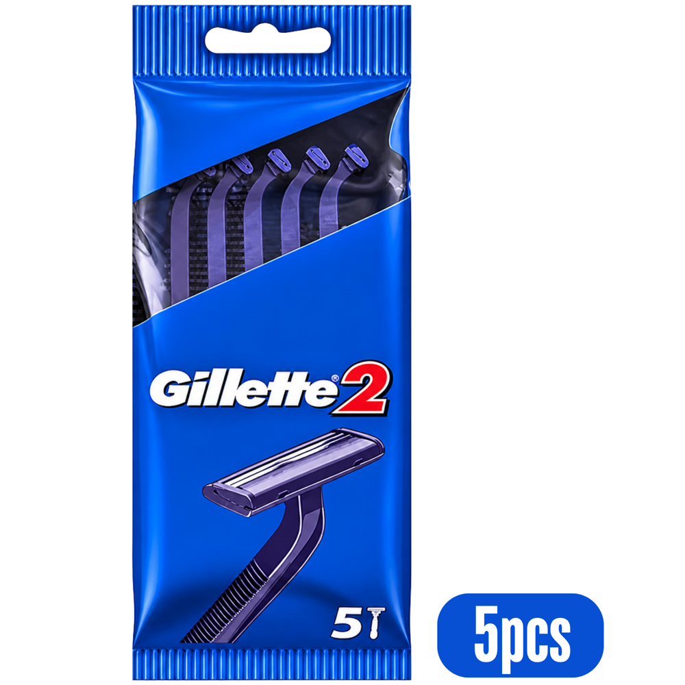 Gillette 2 Twin Blade Disposable Razors, 5-Pack