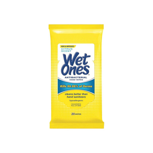 Wet Ones Antibacterial Hand & Face Wipes, Citrus, 20 Count