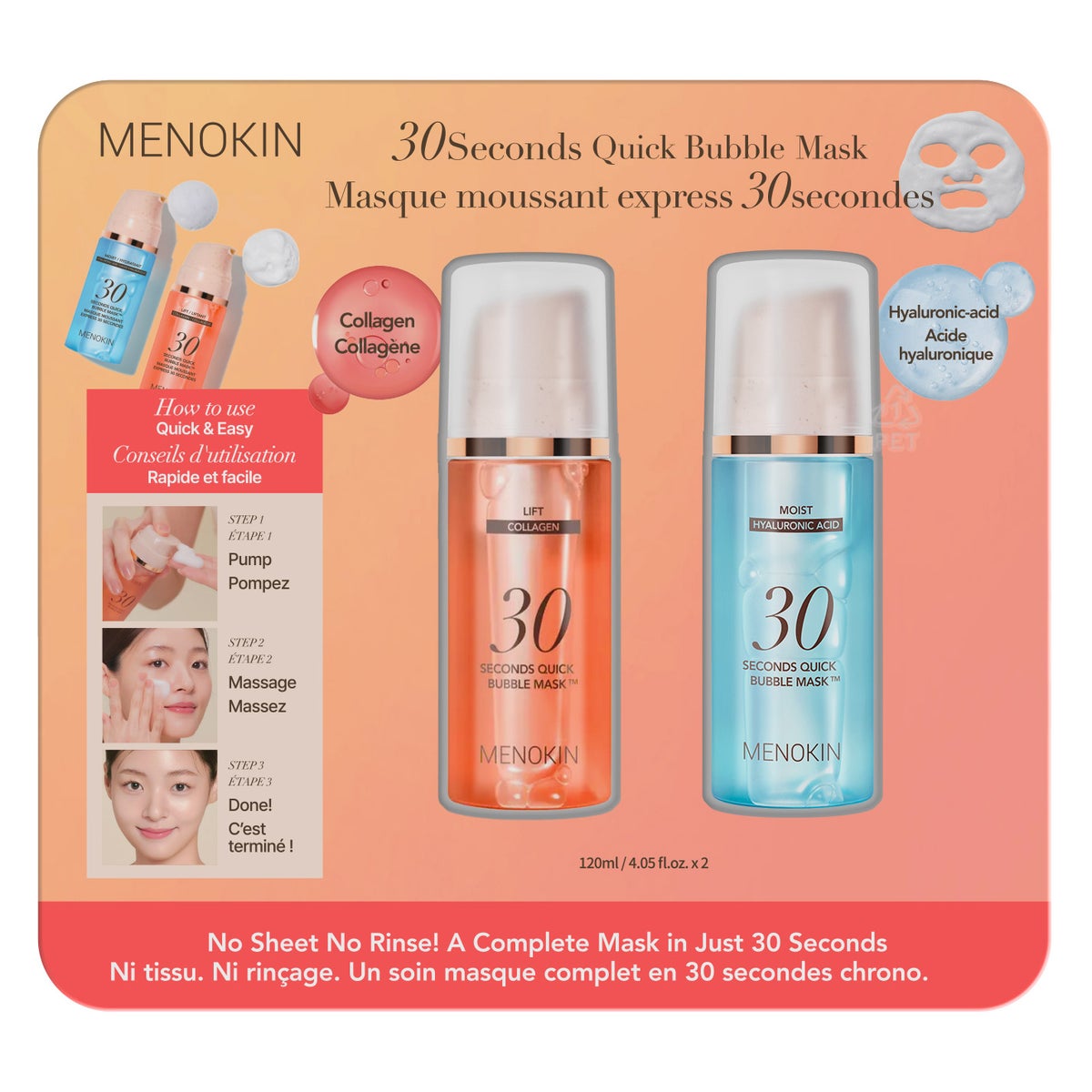 Menokin 30 Seconds Quick Bubble Mask, 120 mL