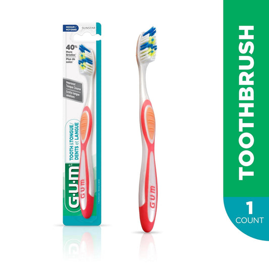GUM Tooth & Tongue Toothbrush, Medium