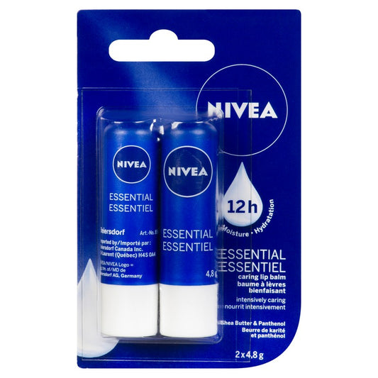 NIVEA Essential Lip Care Duo, 2 x 4.8 g
