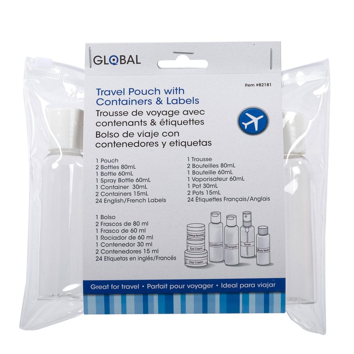 CTG Carry-On Travel Pouch with Containers & Labels