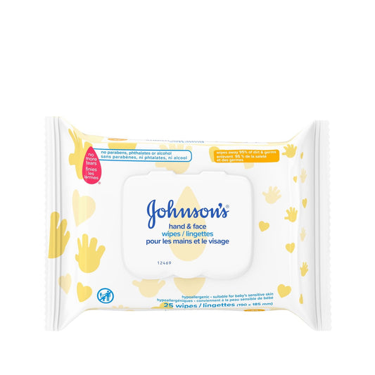 Johnson's Hand & Face Wipes, 25 Count